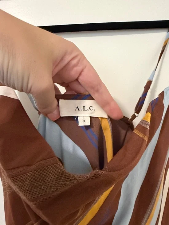 A.L.C Striped Brown and Blue Women's Dress, Size 8, EUC - Picture 8 of 9